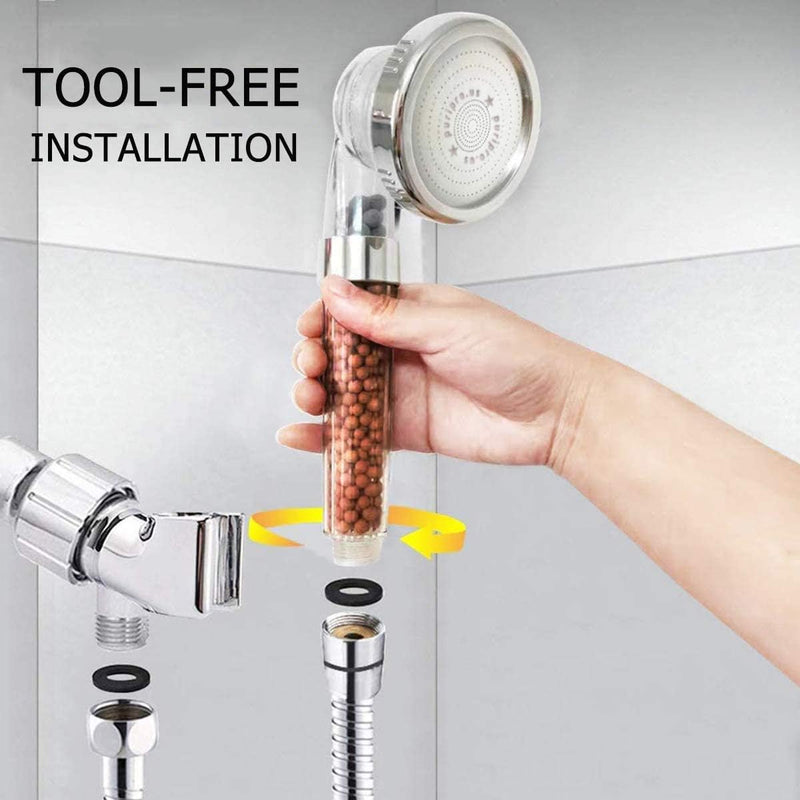 Load image into Gallery viewer, Shower Filter Head Water Filtration System Help Reduces hair loss. Three Functions Rainfall Jet And Massage, Negative Ionic Ion Flow Filter Handheld Shower head
