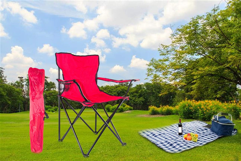 Load image into Gallery viewer, Folding Camping Chair | Portable Beach Chair with Cup Holder | With Carry Bag | For Fishing, Camping, Picnic, BBQ, Beach &amp; Other Outdoor Activities
