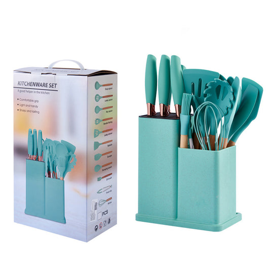 19 Kitchen Set Utensils Set with 11 Pieces Spatula Cooking Utensils,Heat Resistant Silicone Utensils 6 Piece Sharp Knife Set 2 Pieces Utensil Cutting Board (Green 19 PCS Set)