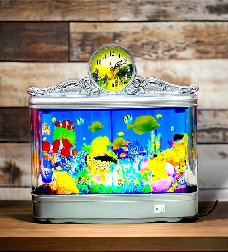 Load image into Gallery viewer, Fish Aquarium Decorative Lamp With Clock,Aquarium Lights Motion Lamp Night Light with Moving Fish,Gift for Kids Fake Fish Tank Mini Aquarium,Artificial Tropical Fish Decorative
