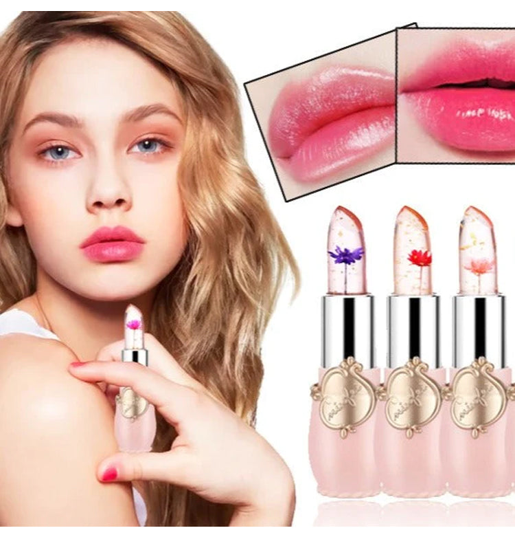 Load image into Gallery viewer, Pack of 6 Crystal Flower Jelly Lipstick, FirstFly Long Lasting Nutritious Lip Balm Lips Moisturizer Magic Temperature Color Change Lip Gloss (Pink)
