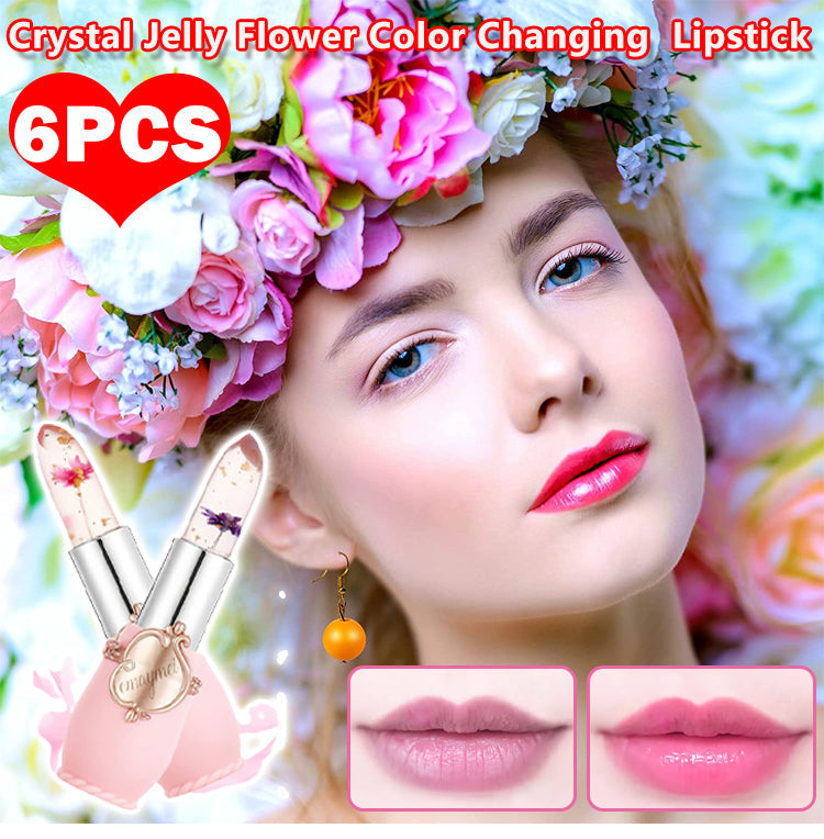 Load image into Gallery viewer, Pack of 6 Crystal Flower Jelly Lipstick, FirstFly Long Lasting Nutritious Lip Balm Lips Moisturizer Magic Temperature Color Change Lip Gloss (Pink)
